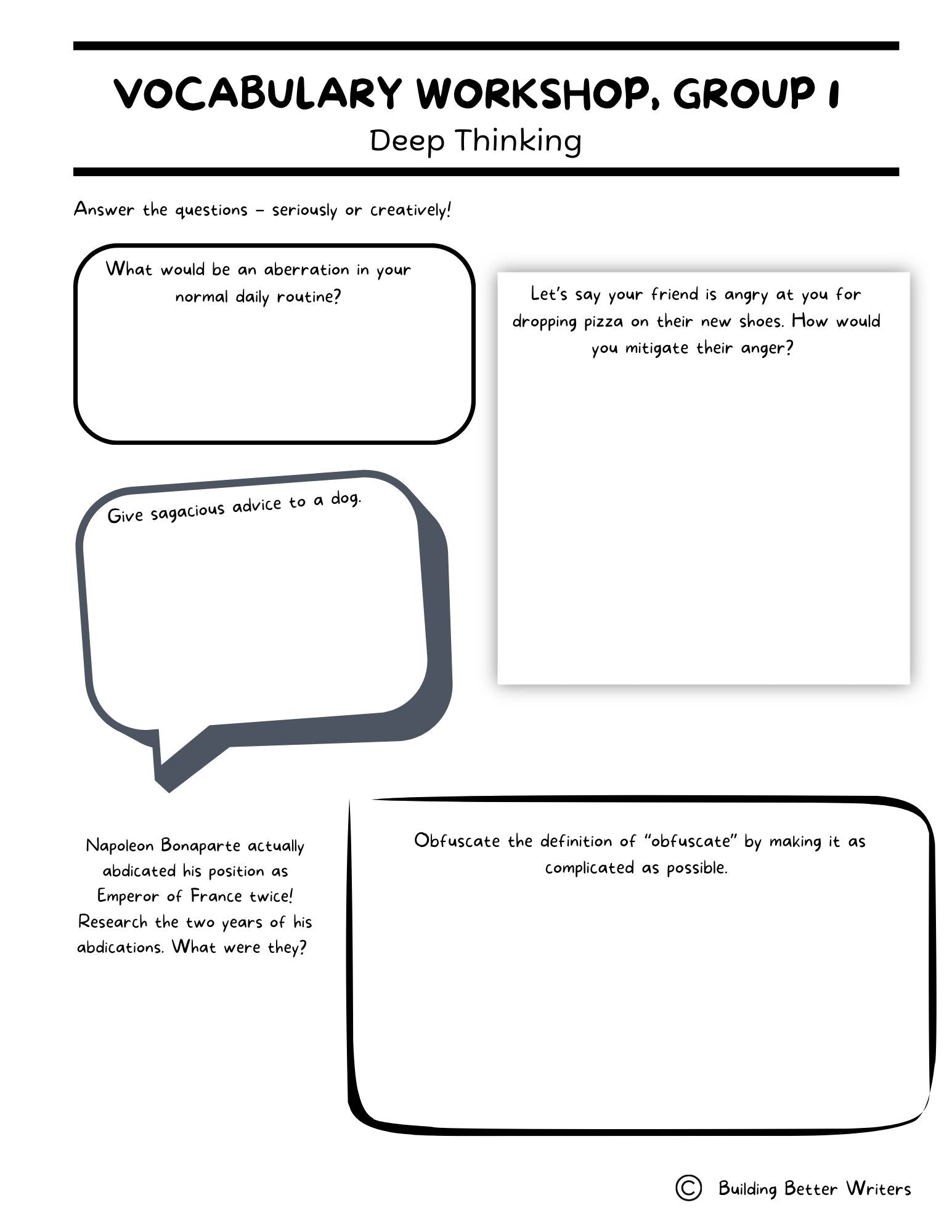 Advanced Vocabulary Unit / Upper-Level Word Study & Activities / Group 1