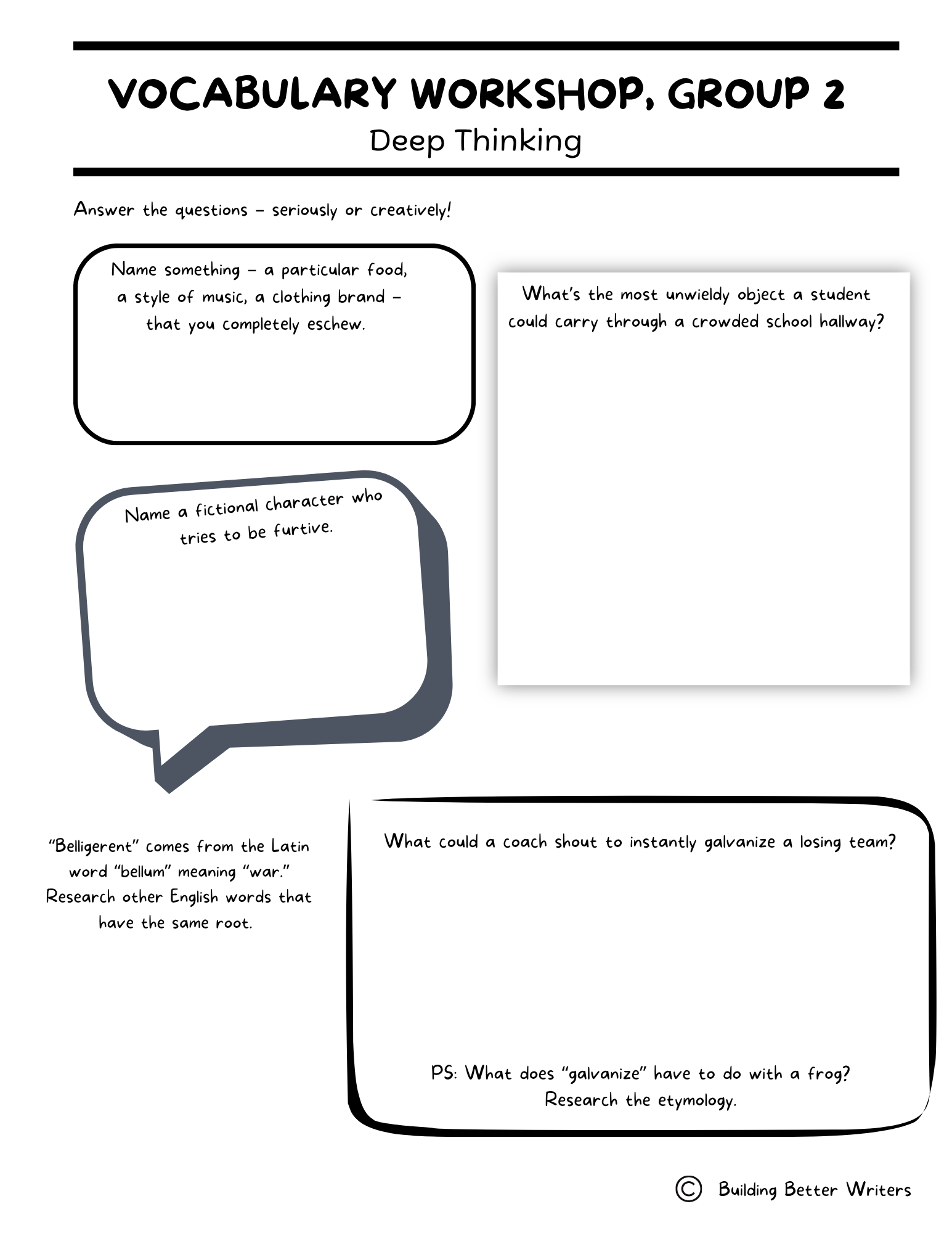 Advanced Vocabulary Unit / Upper-Level Word Study & Activities / Group 2