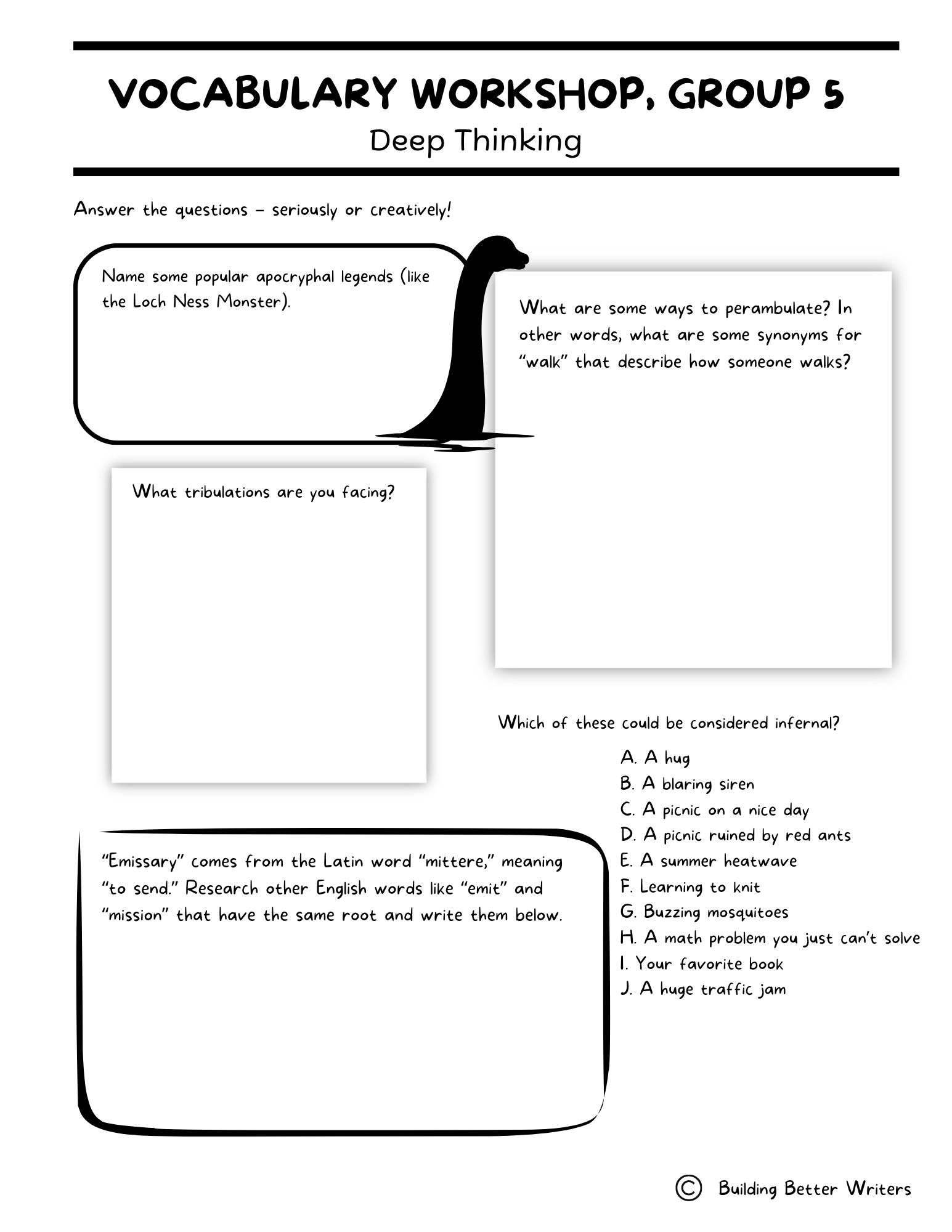 Advanced Vocabulary Unit / Upper-Level Word Study & Activities / Group 5
