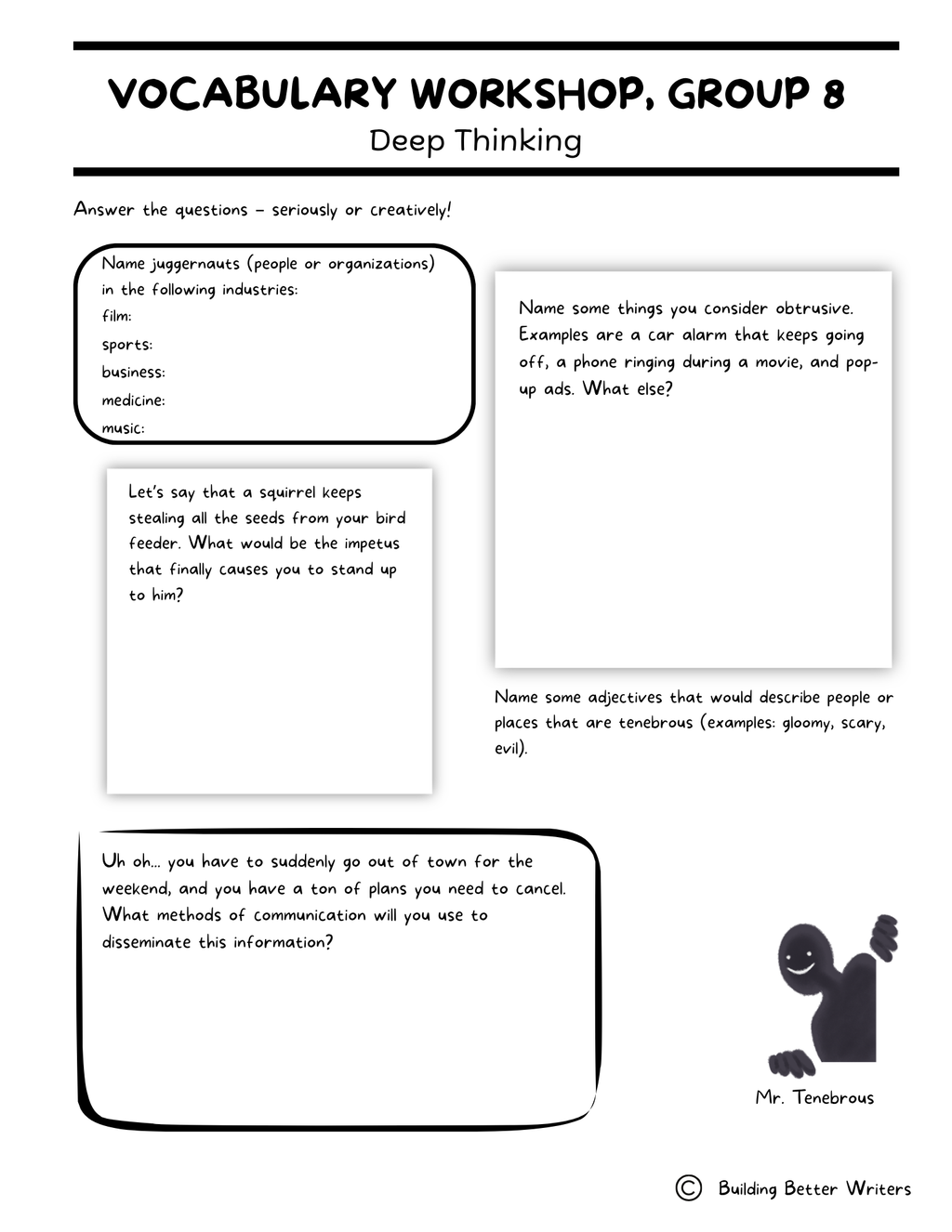 Advanced Vocabulary Unit / Upper-Level Word Study & Activities / Group 8