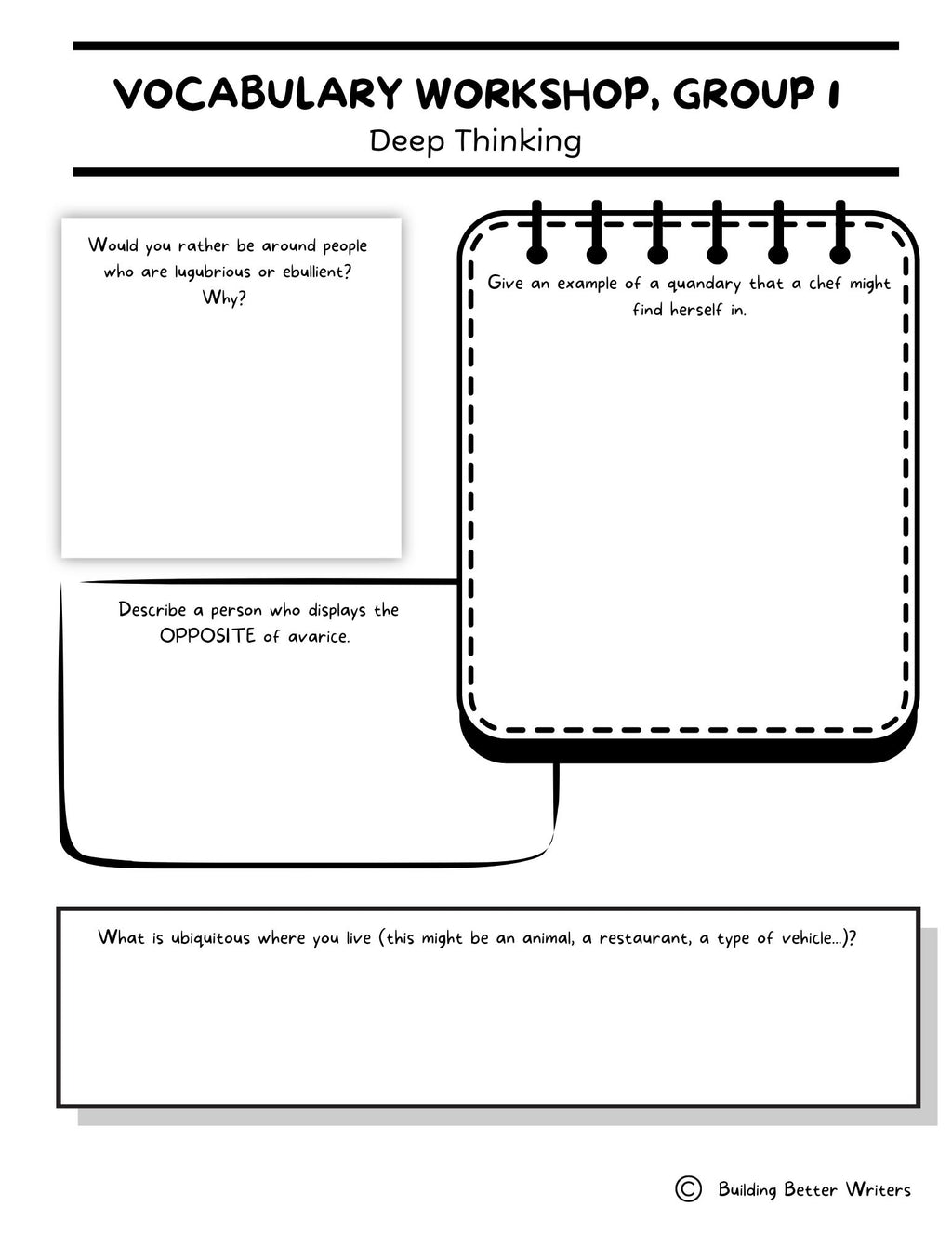 Advanced Vocabulary Unit / Upper-Level Word Study & Activities / Group 1