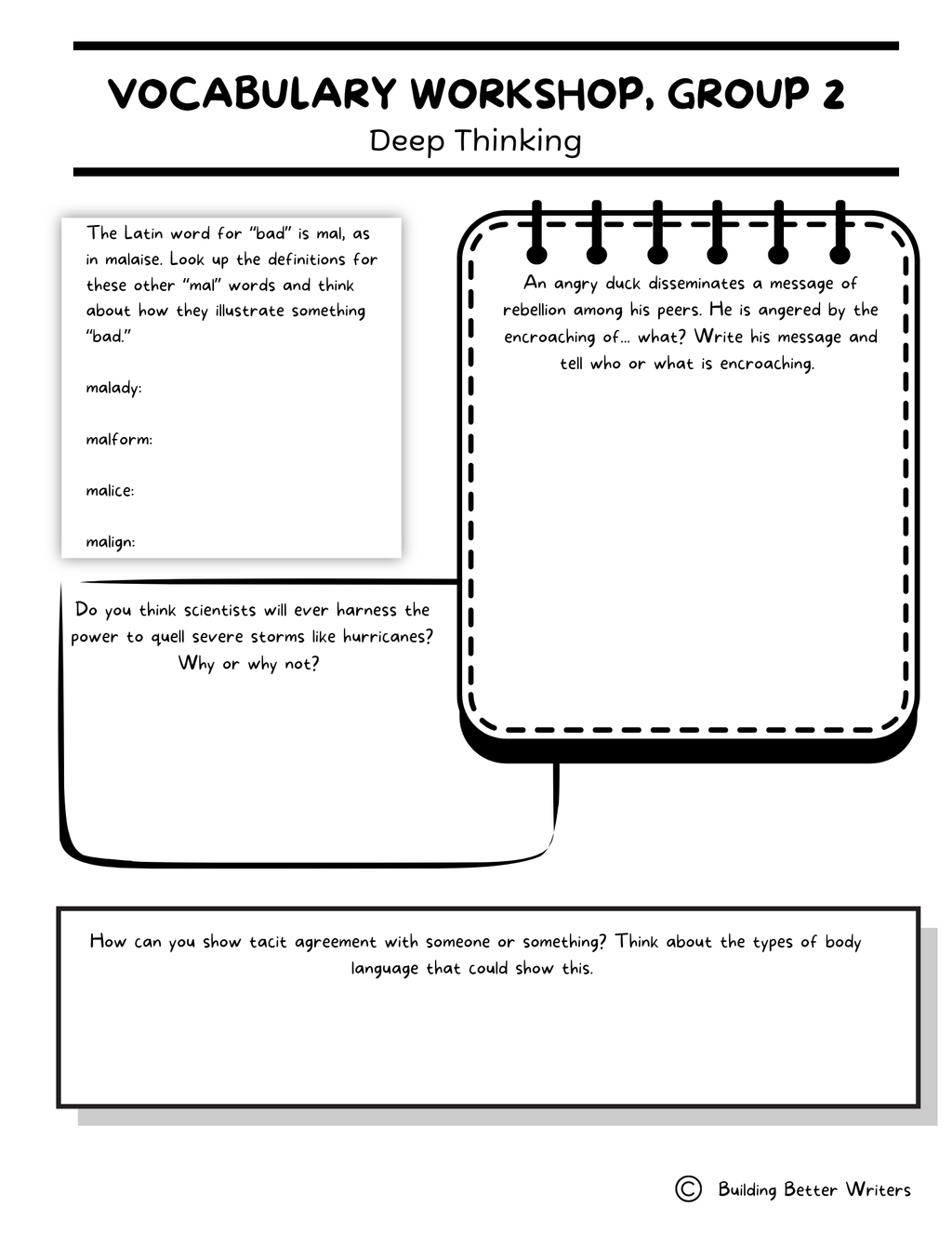 Advanced Vocabulary Unit / Upper-Level Word Study & Activities / Group 2