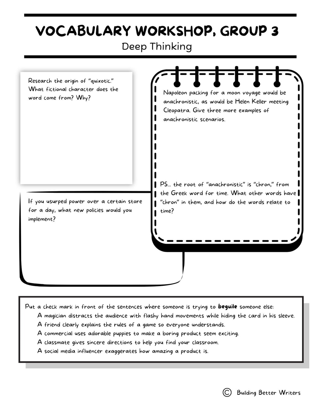 Advanced Vocabulary Unit / Upper-Level Word Study & Activities / Group 3