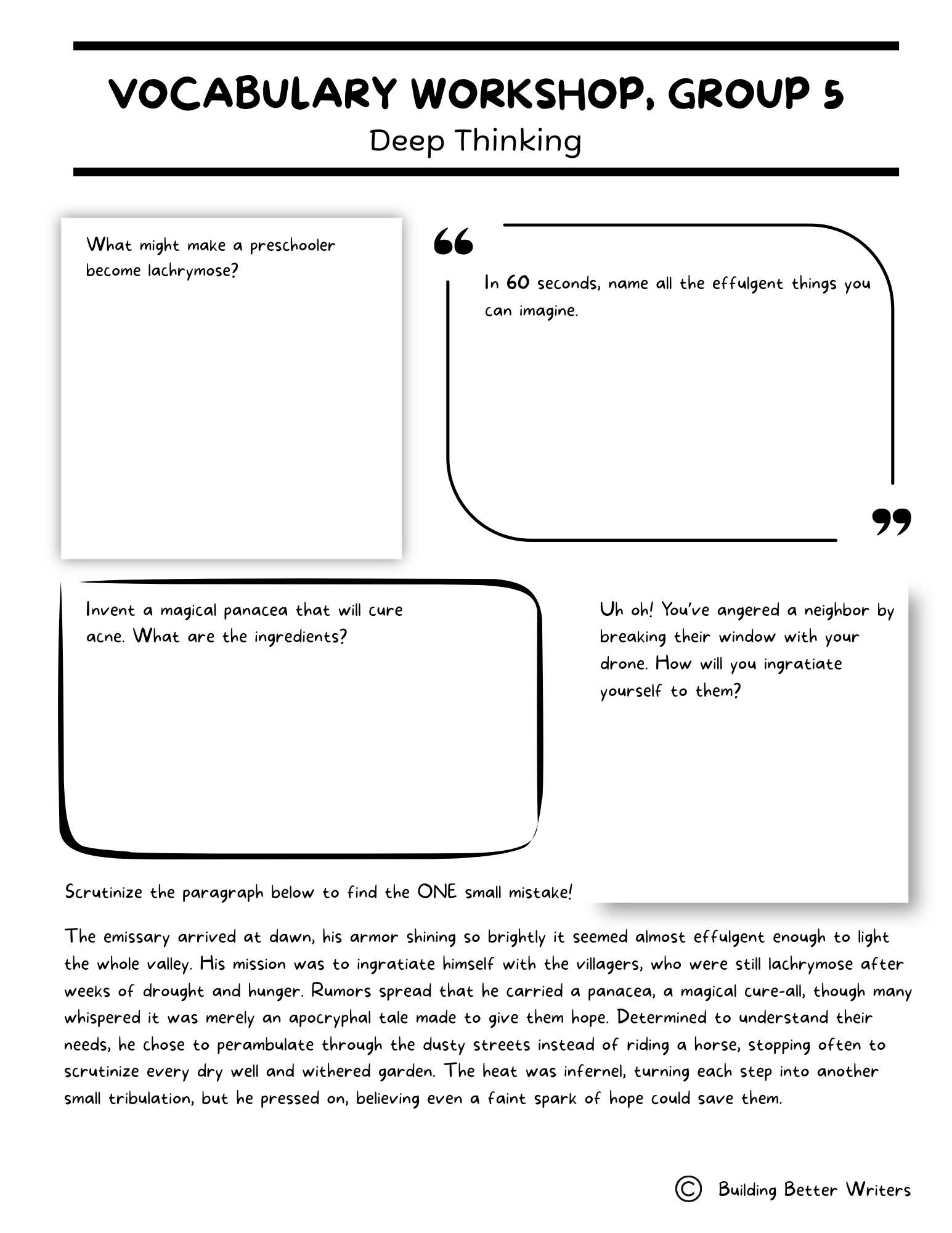 Advanced Vocabulary Unit / Upper-Level Word Study & Activities / Group 5