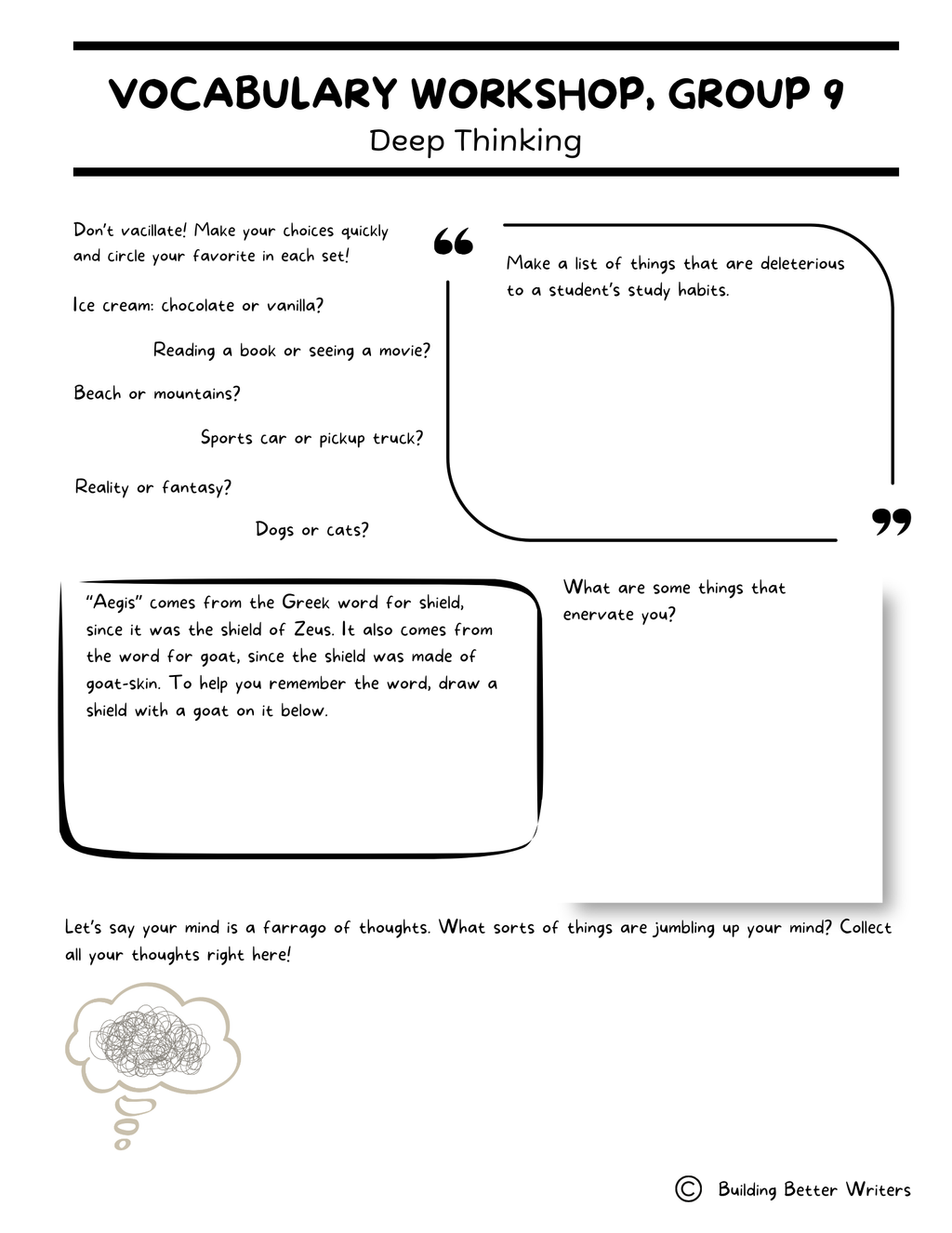 Advanced Vocabulary Unit / Upper-Level Word Study & Activities / Group 9