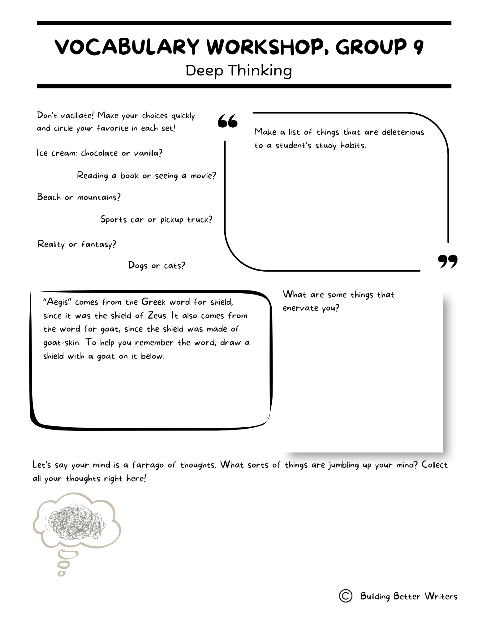 Advanced Vocabulary Unit / Upper-Level Word Study & Activities / Group 9