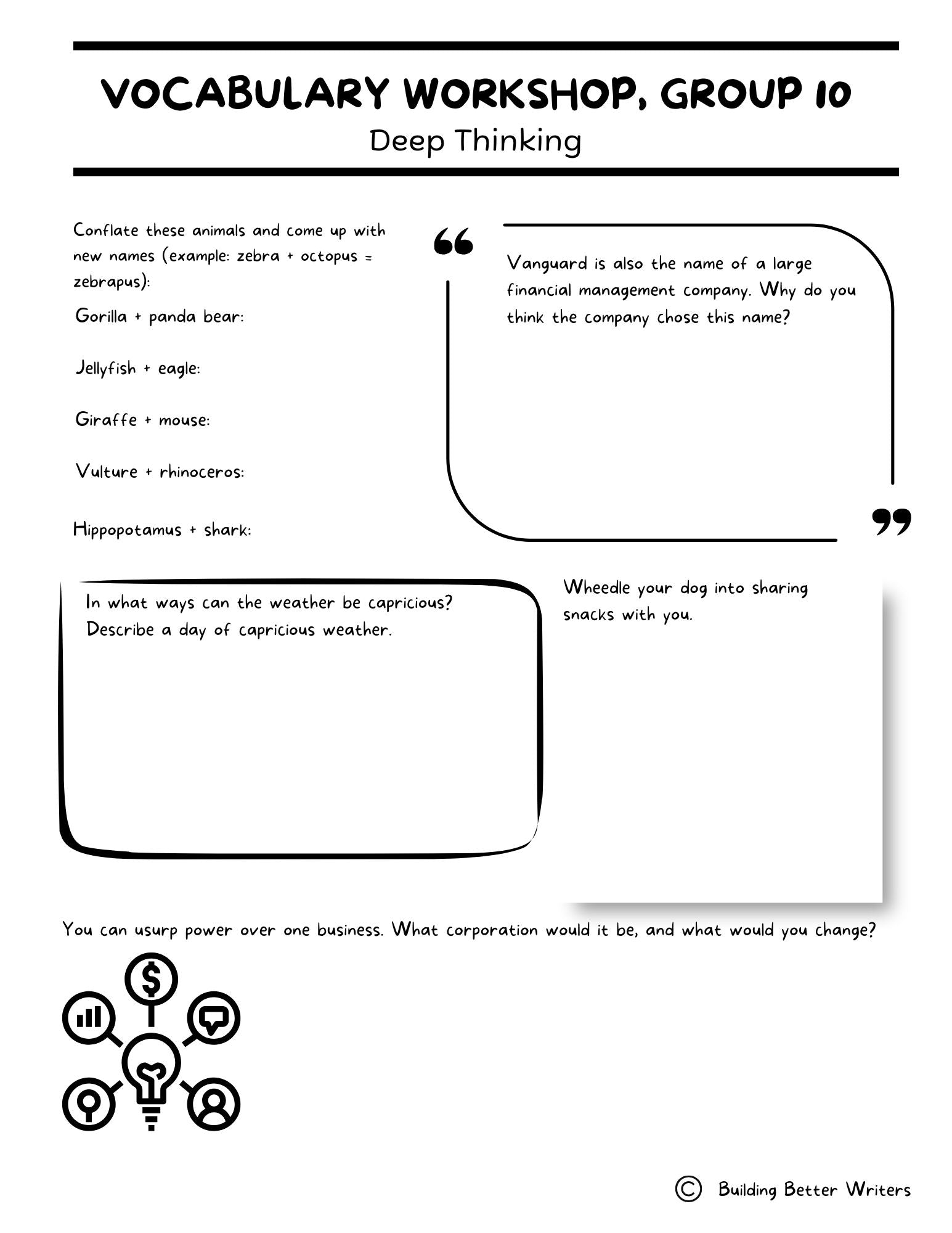 Advanced Vocabulary Unit / Upper-Level Word Study & Activities / Group 10