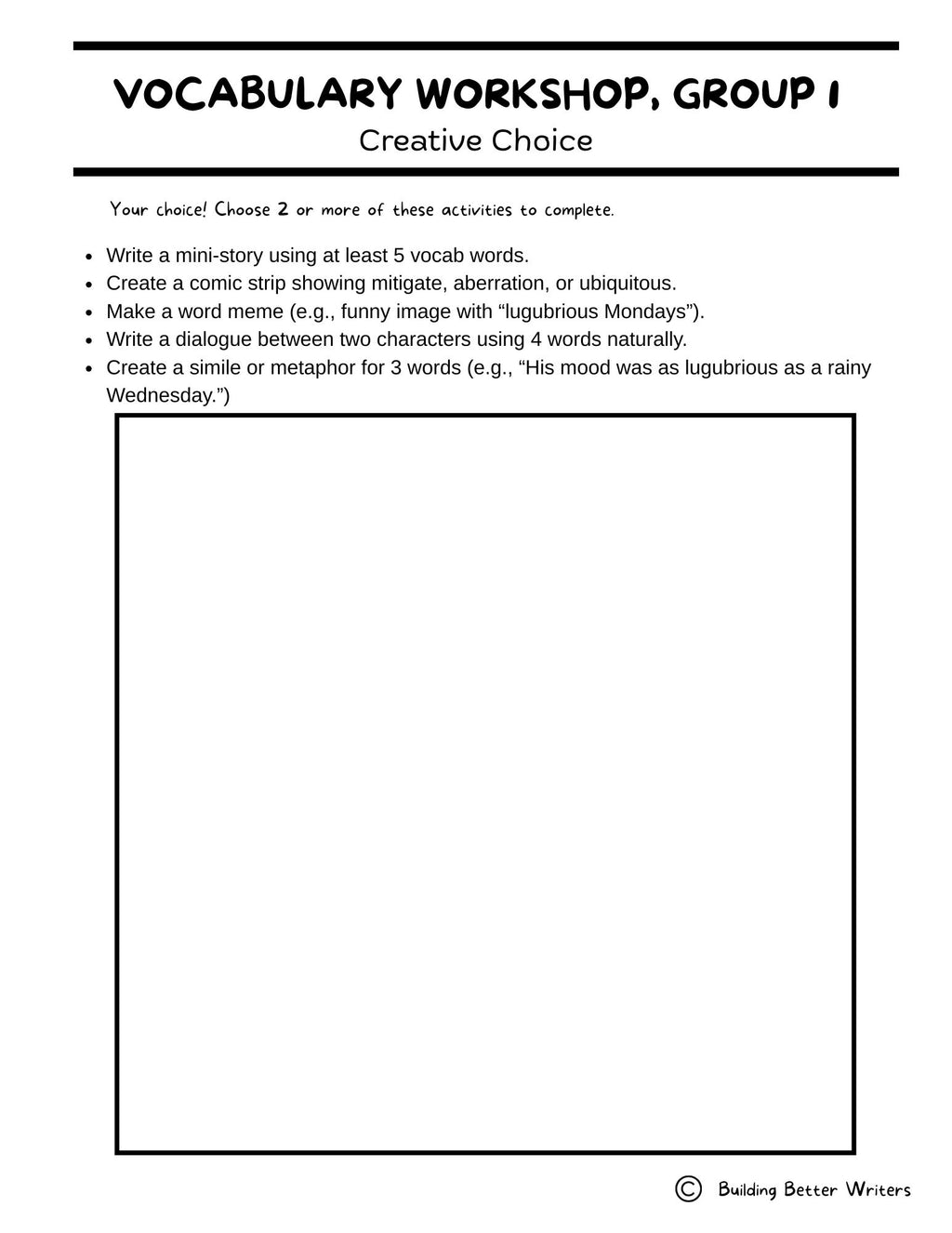 Advanced Vocabulary Unit / Upper-Level Word Study & Activities / Group 1
