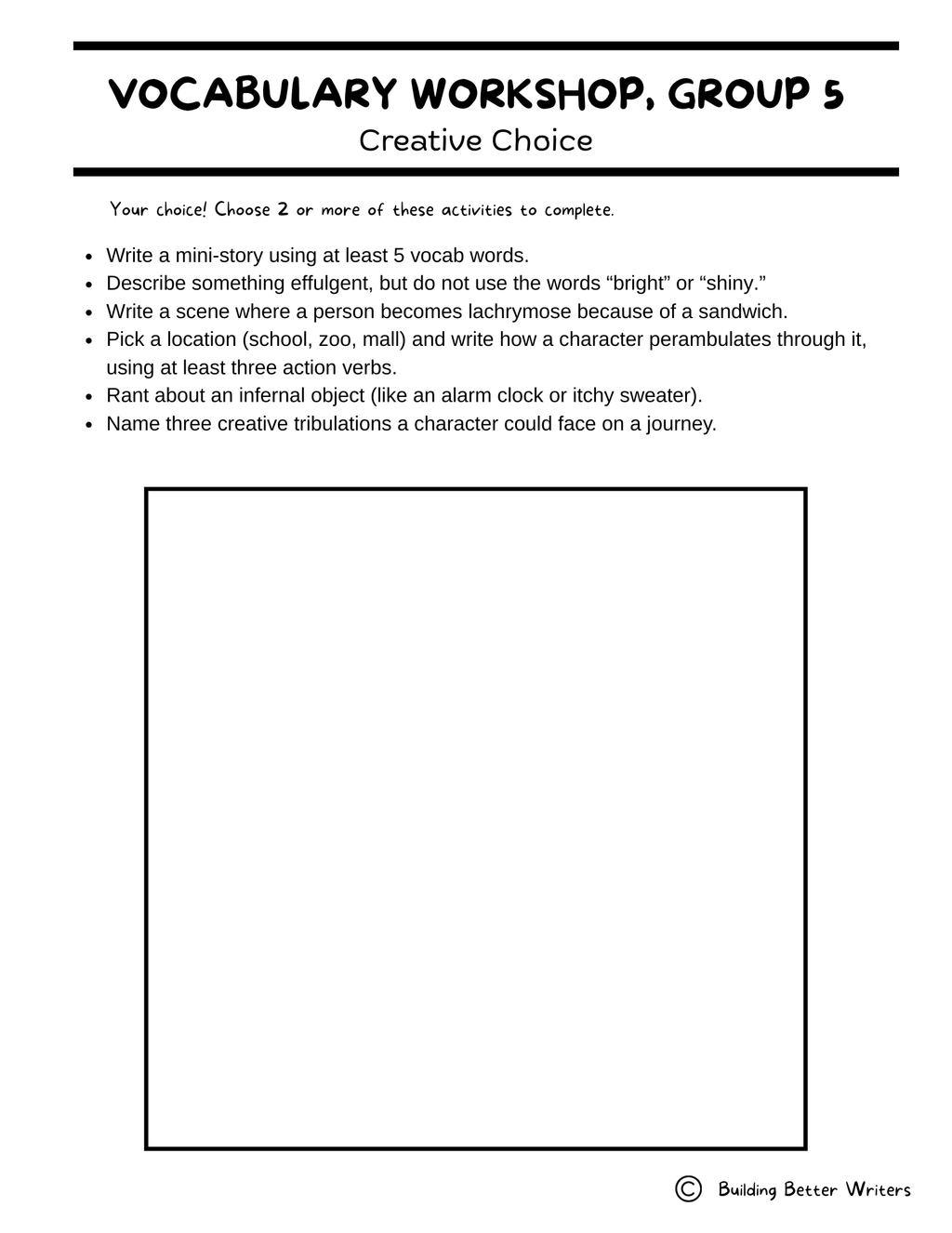 Advanced Vocabulary Unit / Upper-Level Word Study & Activities / Group 5
