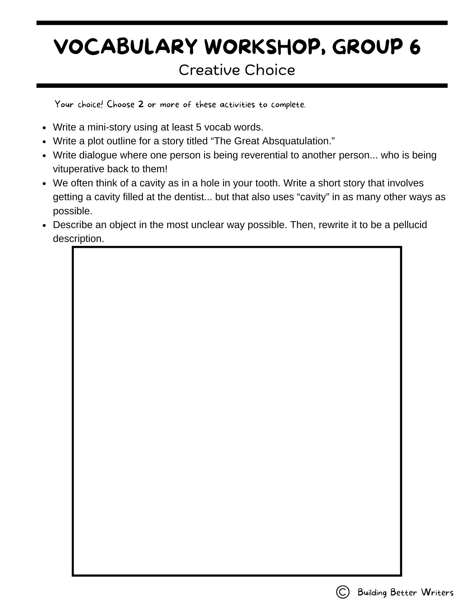 Advanced Vocabulary Unit / Upper-Level Word Study & Activities / Group 6
