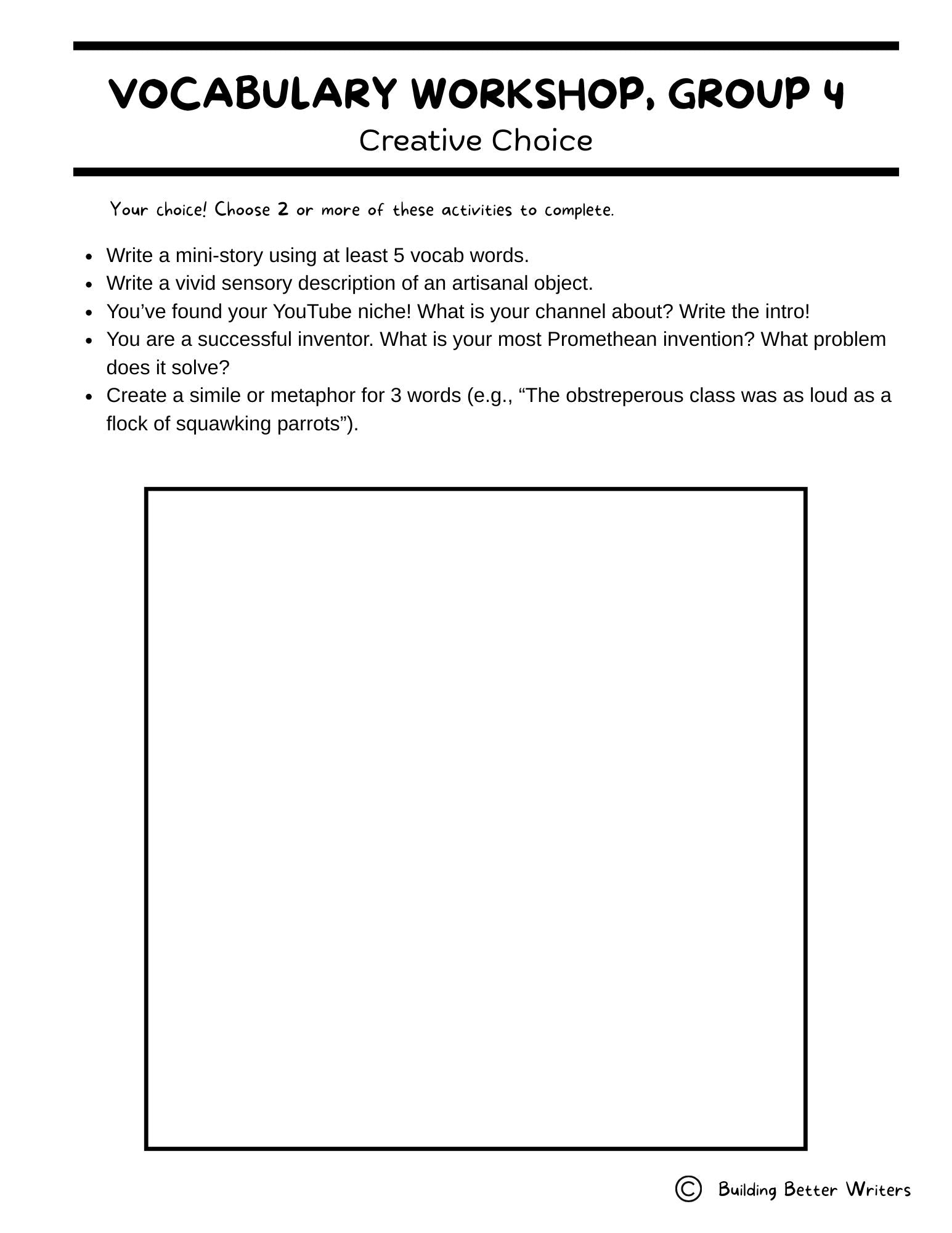 Advanced Vocabulary Unit / Upper-Level Word Study & Activities / Group 4