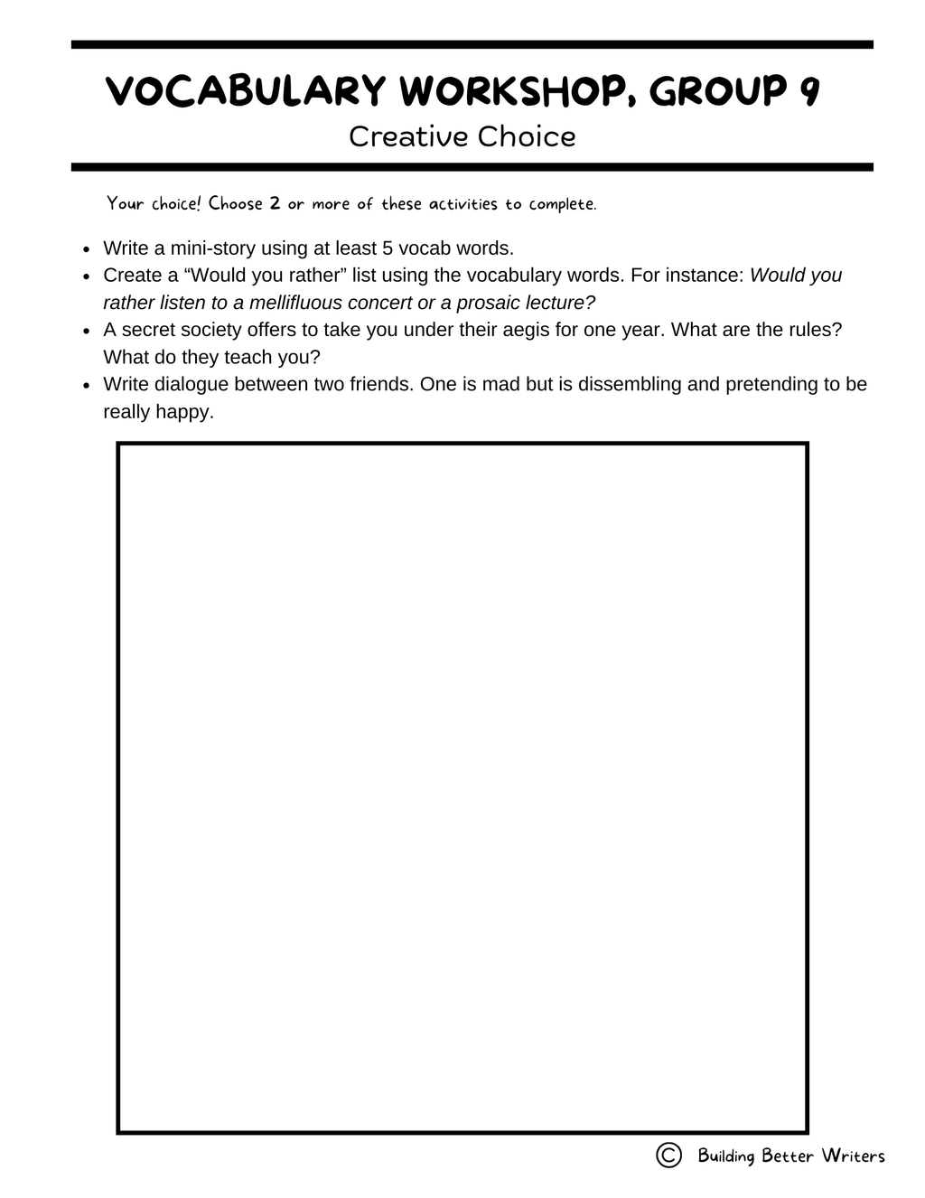 Advanced Vocabulary Unit / Upper-Level Word Study & Activities / Group 9