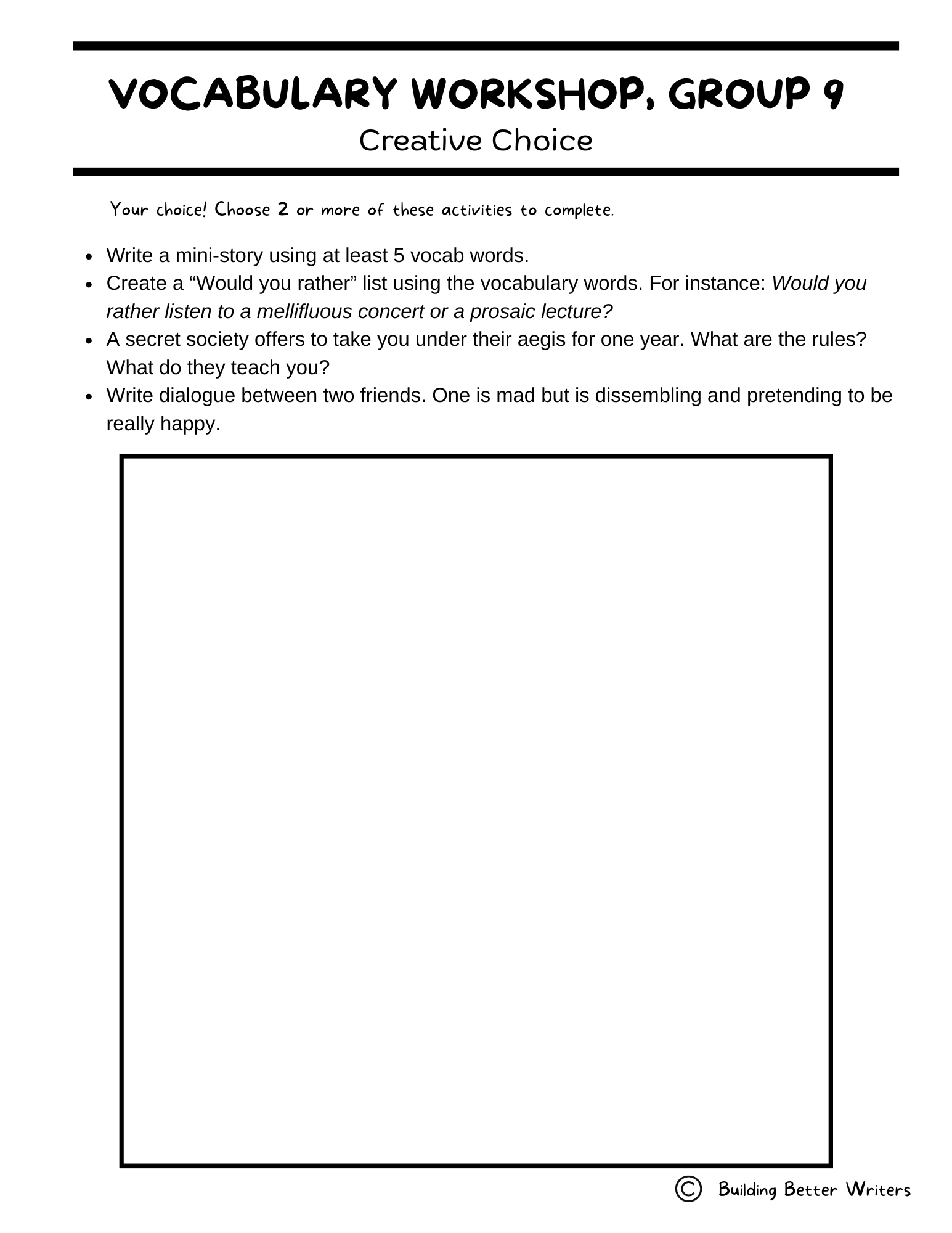 Advanced Vocabulary Unit / Upper-Level Word Study & Activities / Group 9