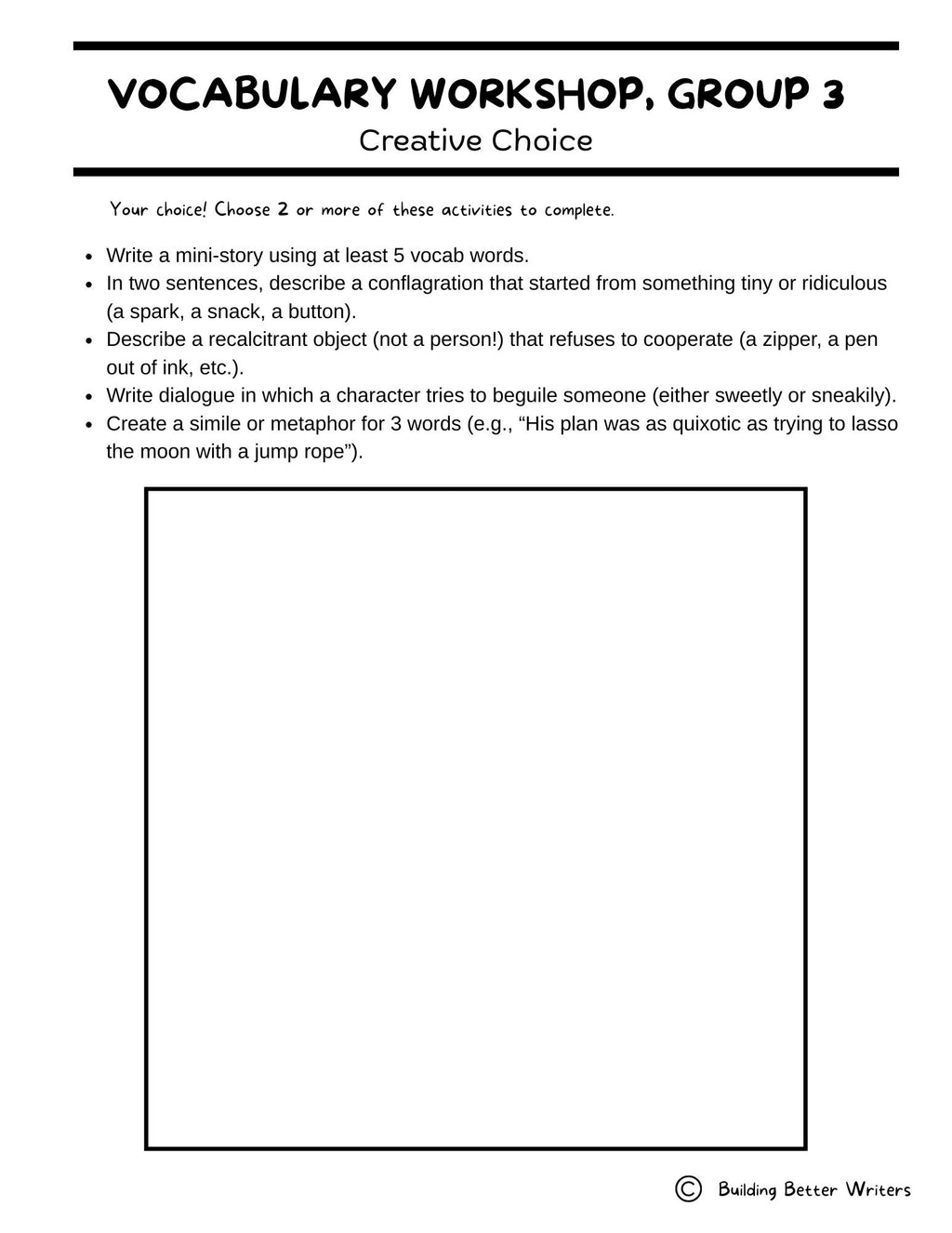 Advanced Vocabulary Unit / Upper-Level Word Study & Activities / Group 3