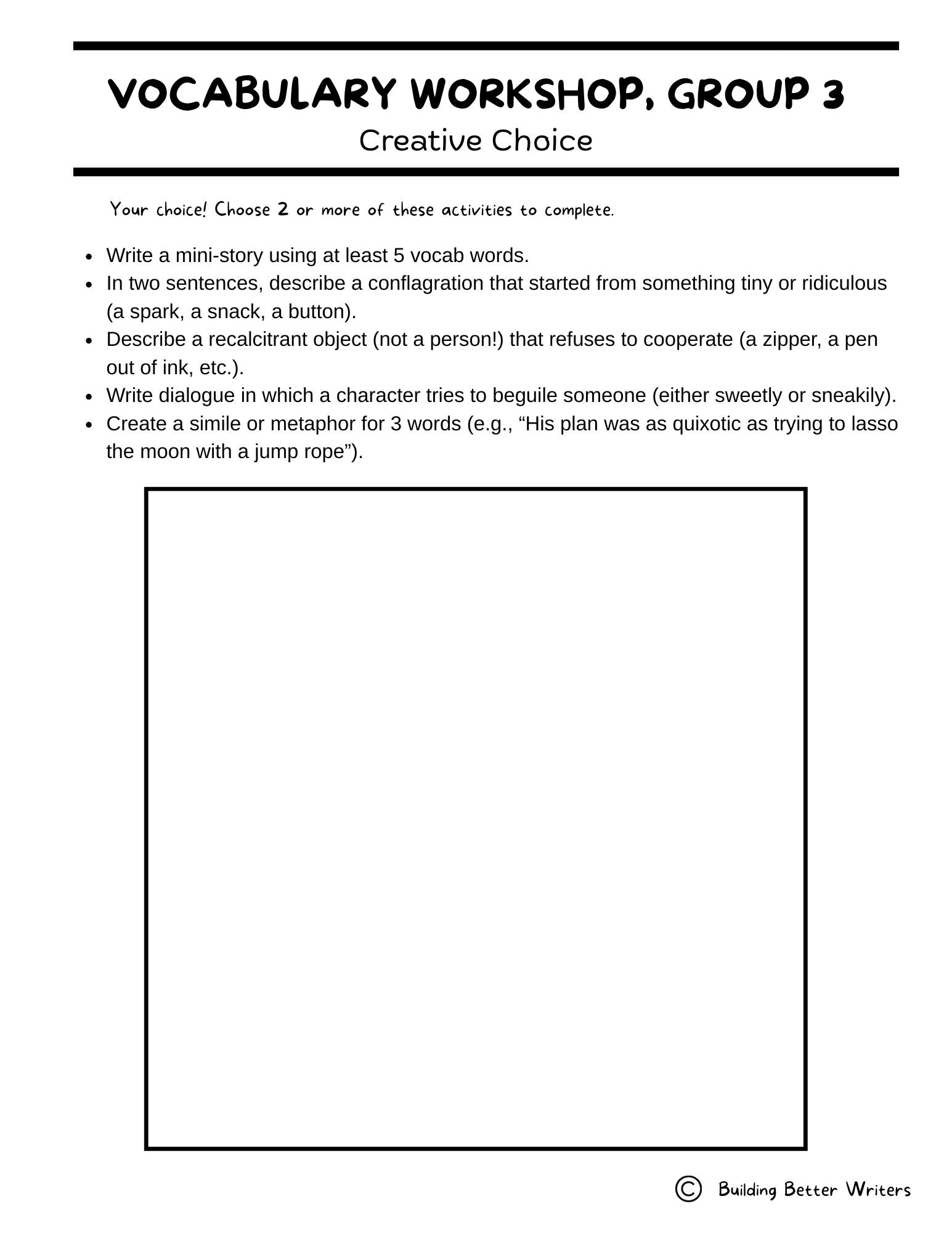 Advanced Vocabulary Unit / Upper-Level Word Study & Activities / Group 3