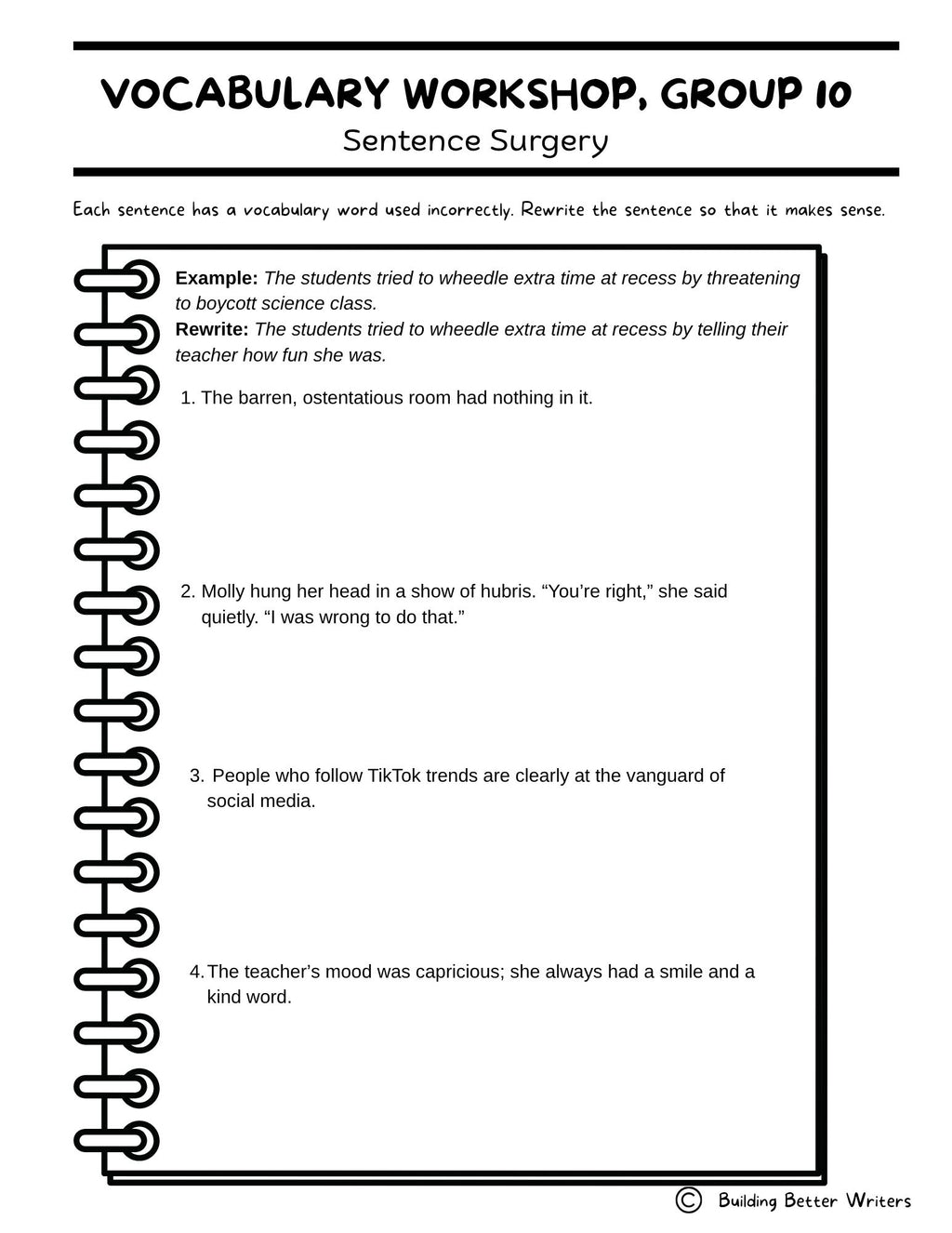 Advanced Vocabulary Unit / Upper-Level Word Study & Activities / Group 10