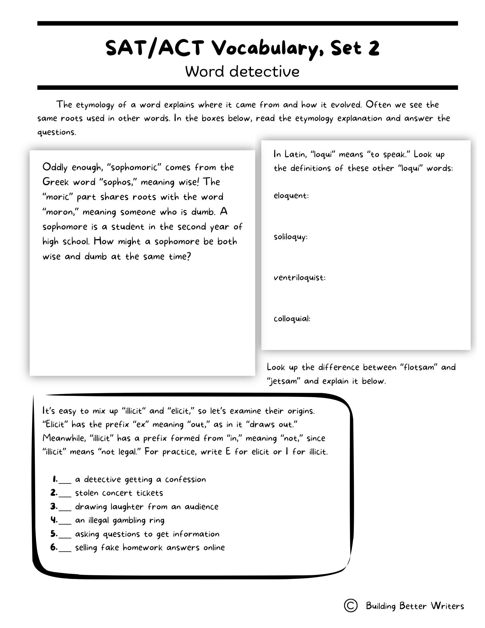 SAT/ACT/TOEFL Vocabulary Word Study & Activities / Set 2
