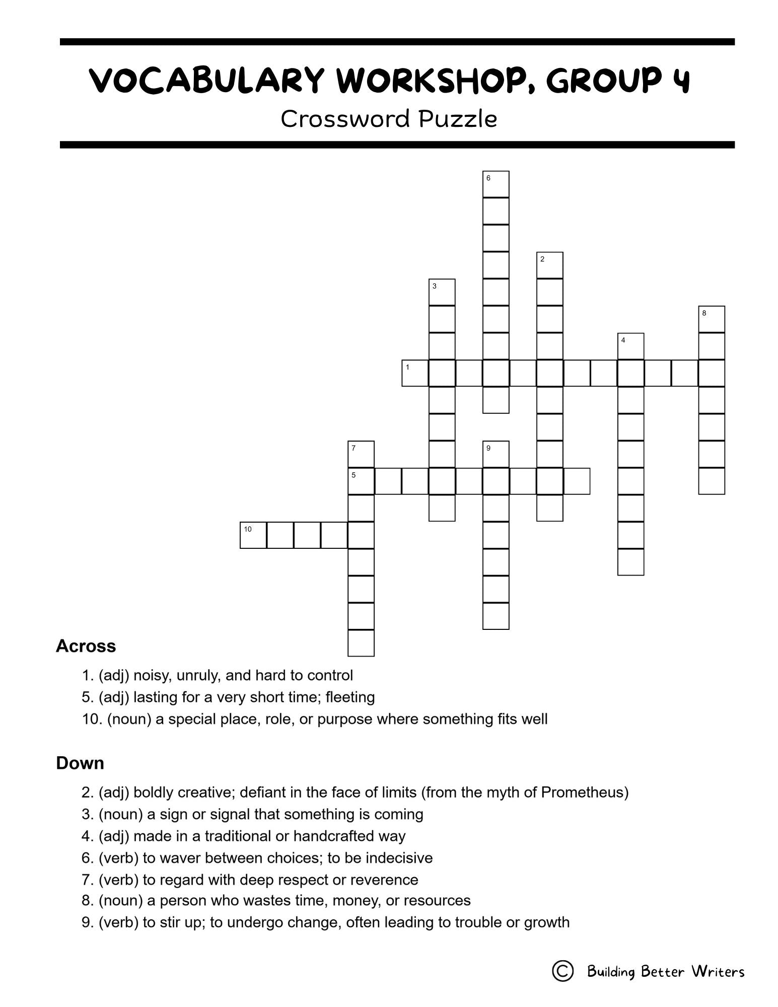Advanced Vocabulary Unit / Upper-Level Word Study & Activities / Group 4