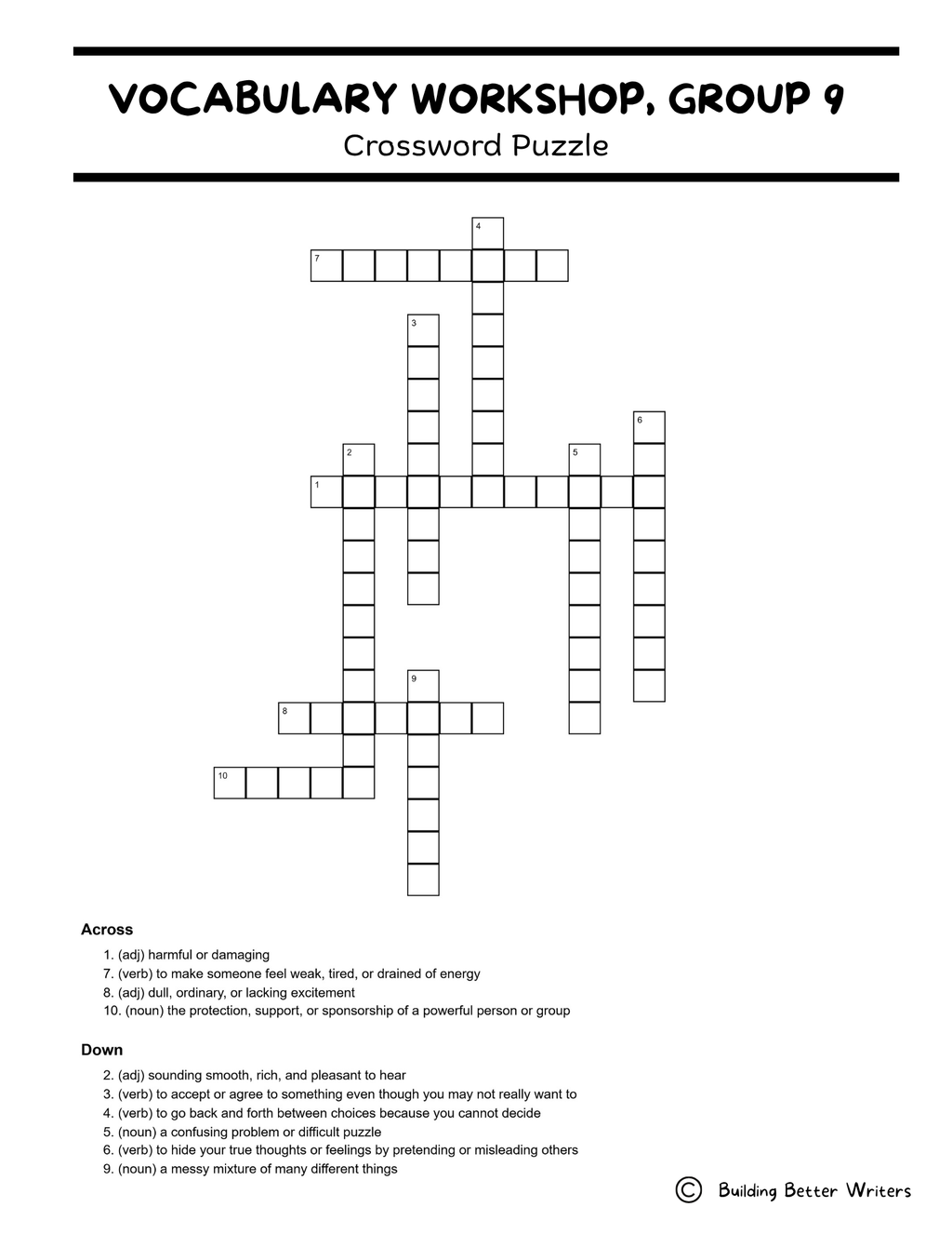 Advanced Vocabulary Unit / Upper-Level Word Study & Activities / Group 9