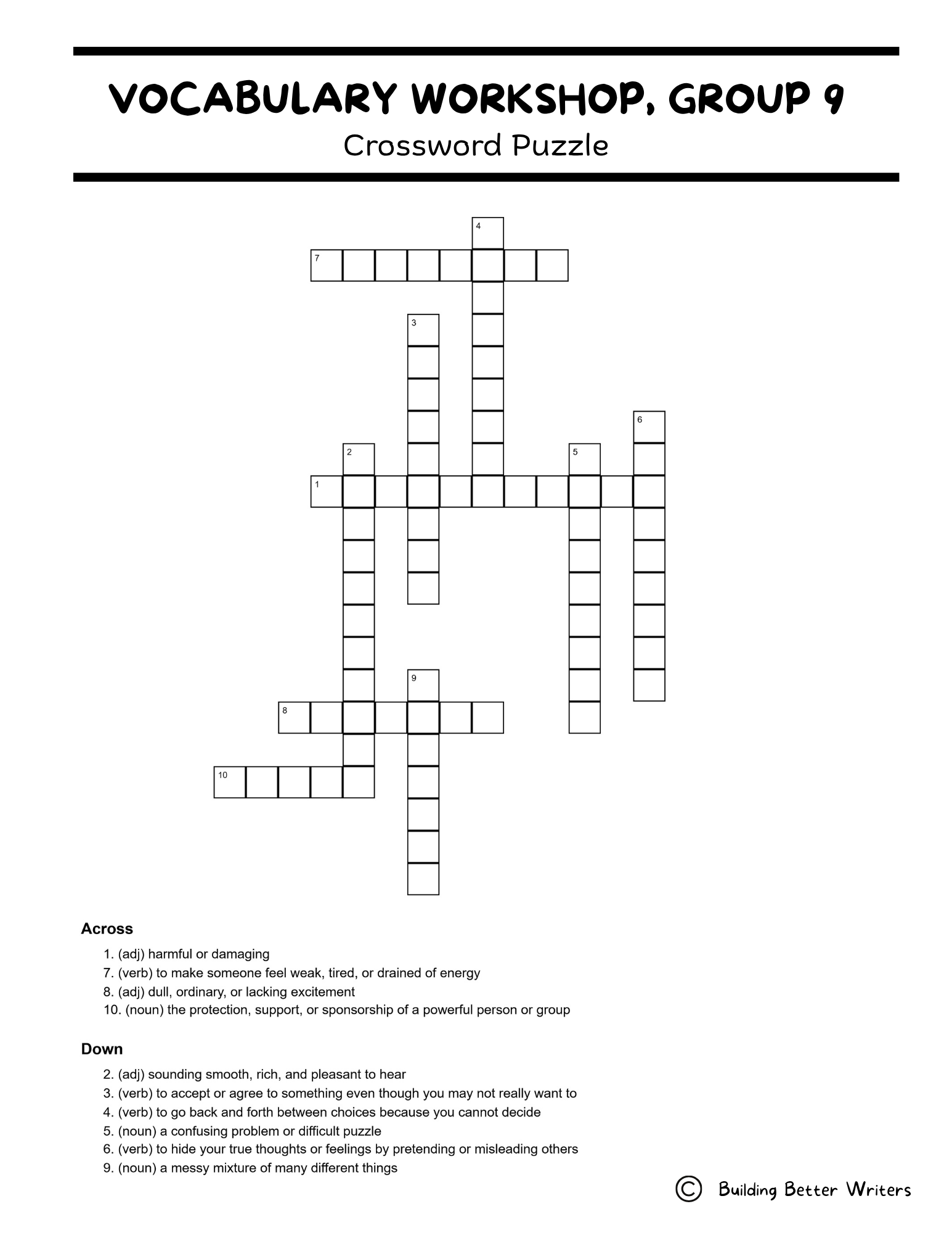 Advanced Vocabulary Unit / Upper-Level Word Study & Activities / Group 9