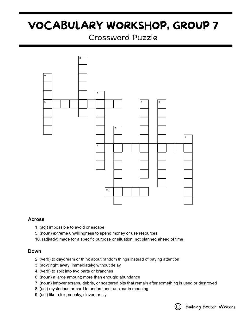Advanced Vocabulary Unit / Upper-Level Word Study & Activities / Group 7