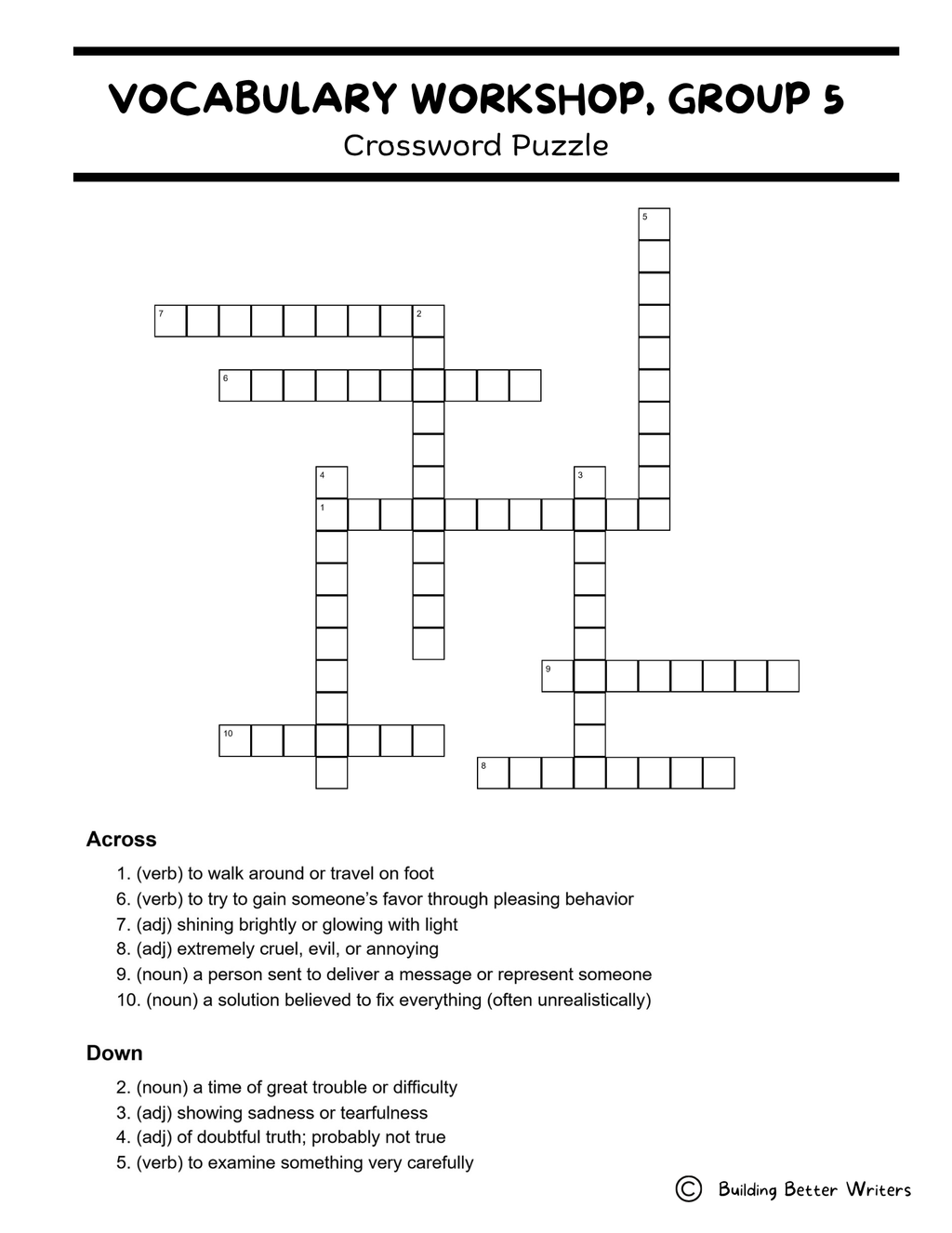 Advanced Vocabulary Unit / Upper-Level Word Study & Activities / Group 5