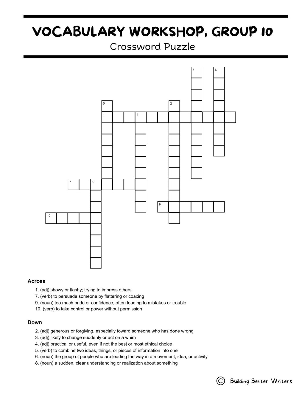 Advanced Vocabulary Unit / Upper-Level Word Study & Activities / Group 10