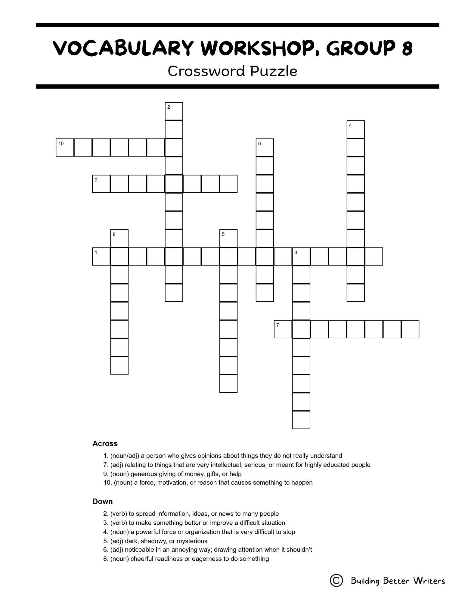 Advanced Vocabulary Unit / Upper-Level Word Study & Activities / Group 8