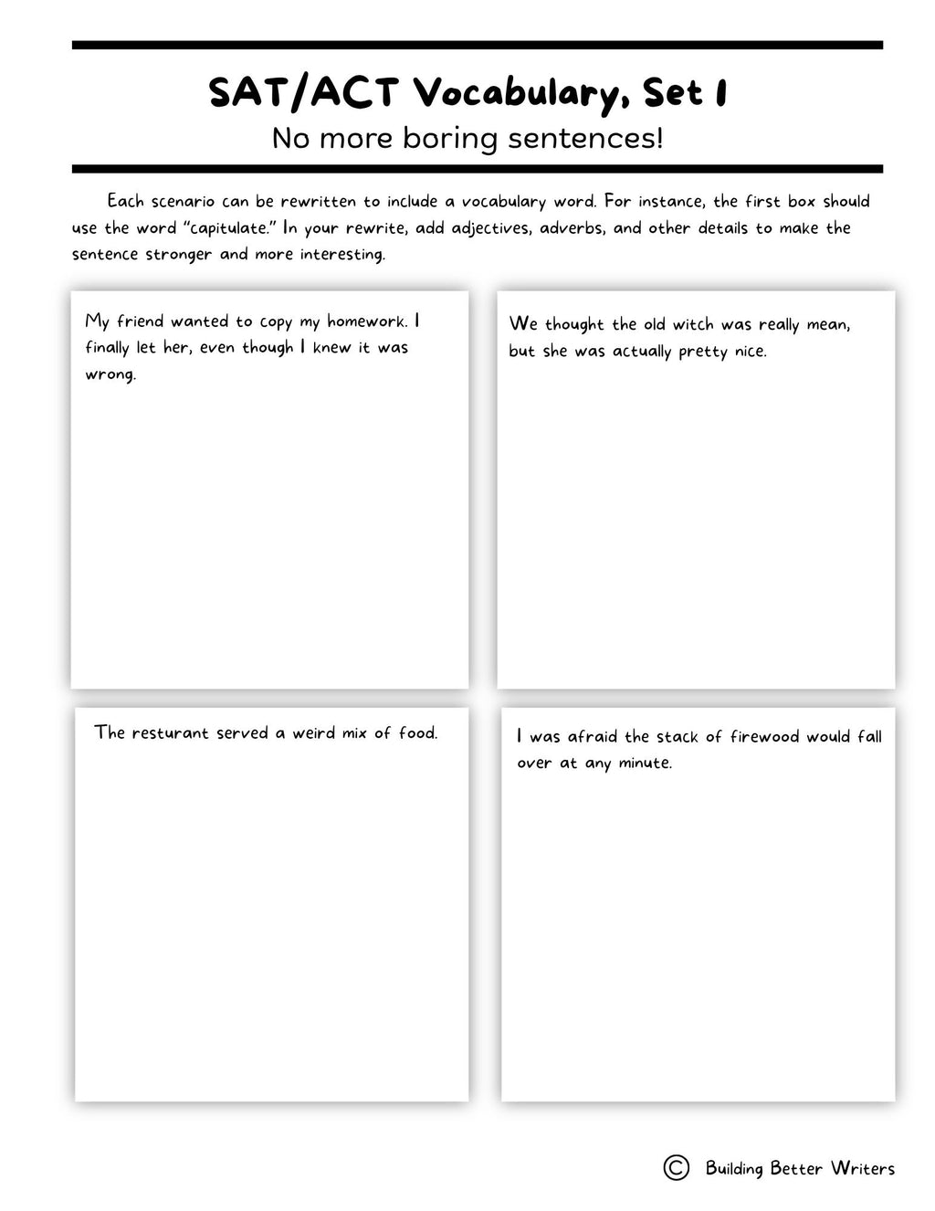 SAT/ACT/TOEFL Vocabulary Word Study & Activities / Set 1