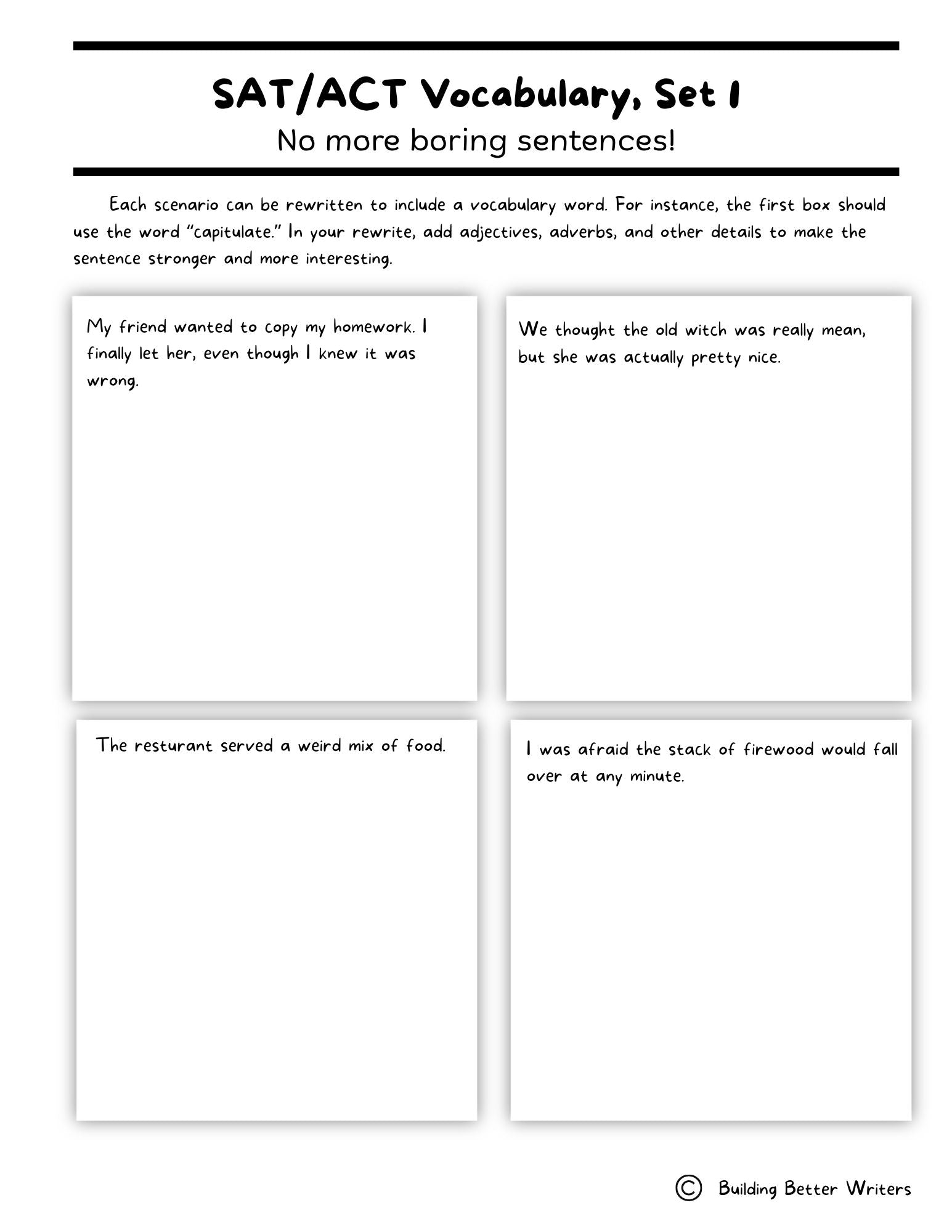 SAT/ACT/TOEFL Vocabulary Word Study & Activities / Set 1