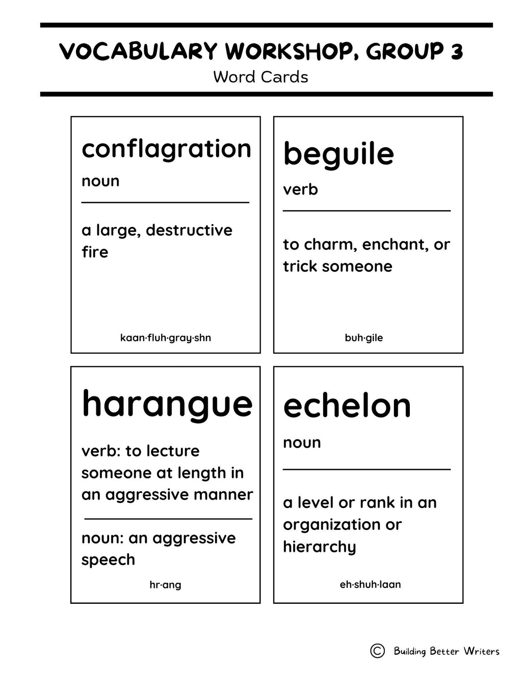 Advanced Vocabulary Unit / Upper-Level Word Study & Activities / Group 3