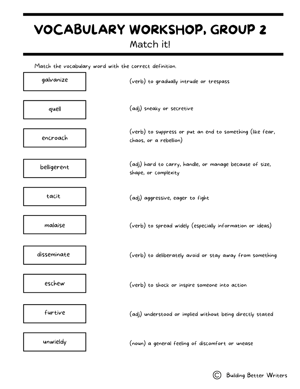 Advanced Vocabulary Unit / Upper-Level Word Study & Activities / Group 2