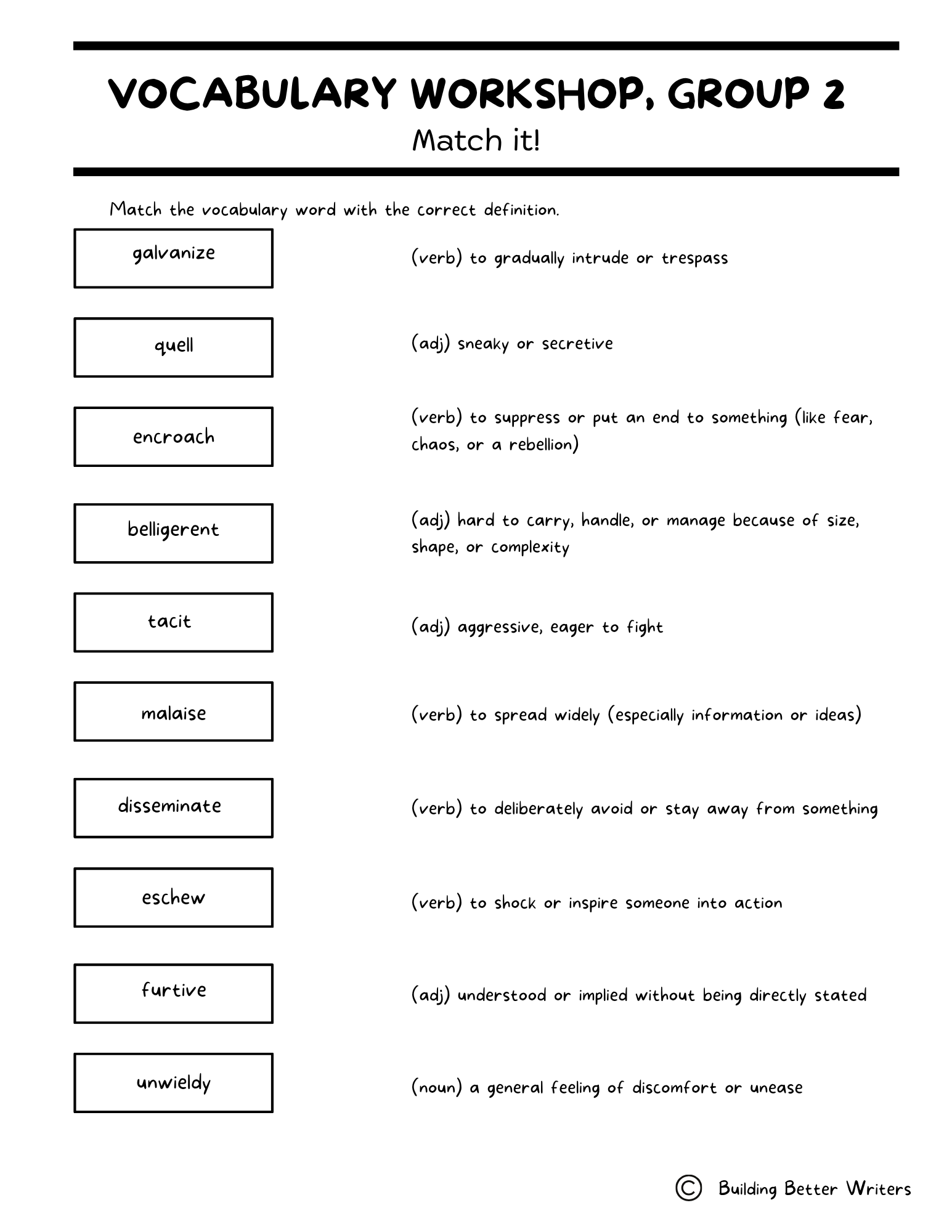 Advanced Vocabulary Unit / Upper-Level Word Study & Activities / Group 2