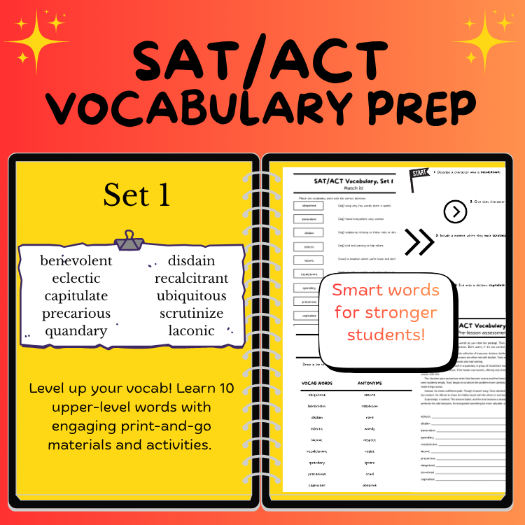 SAT/ACT/TOEFL Vocabulary Word Study & Activities / Set 1
