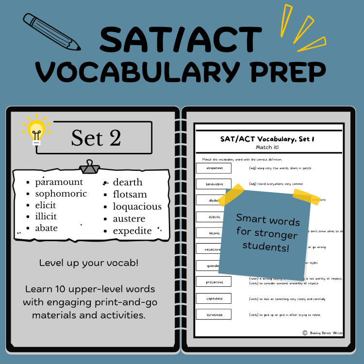 SAT/ACT/TOEFL Vocabulary Word Study & Activities / Set 2