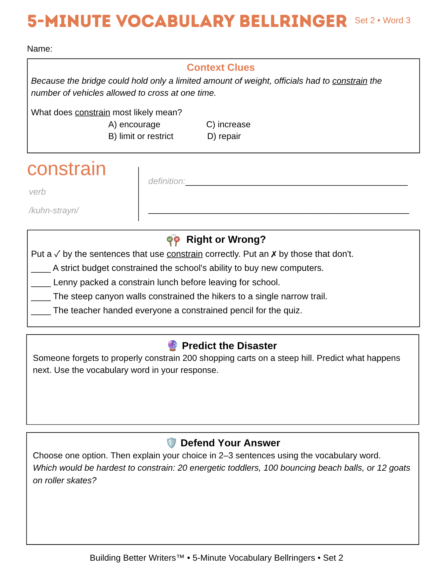 5-Minute Vocabulary Bellringers SET 2 | Middle & High School