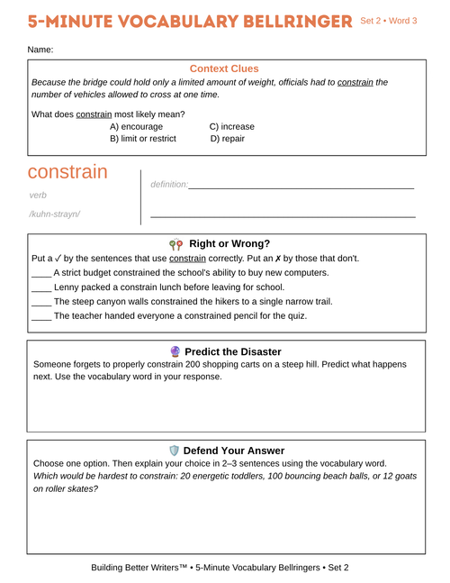 5-Minute Vocabulary Bellringers SET 2 | Middle & High School