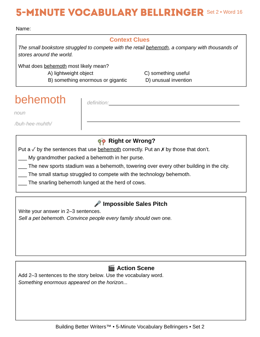 5-Minute Vocabulary Bellringers SET 2 | Middle & High School