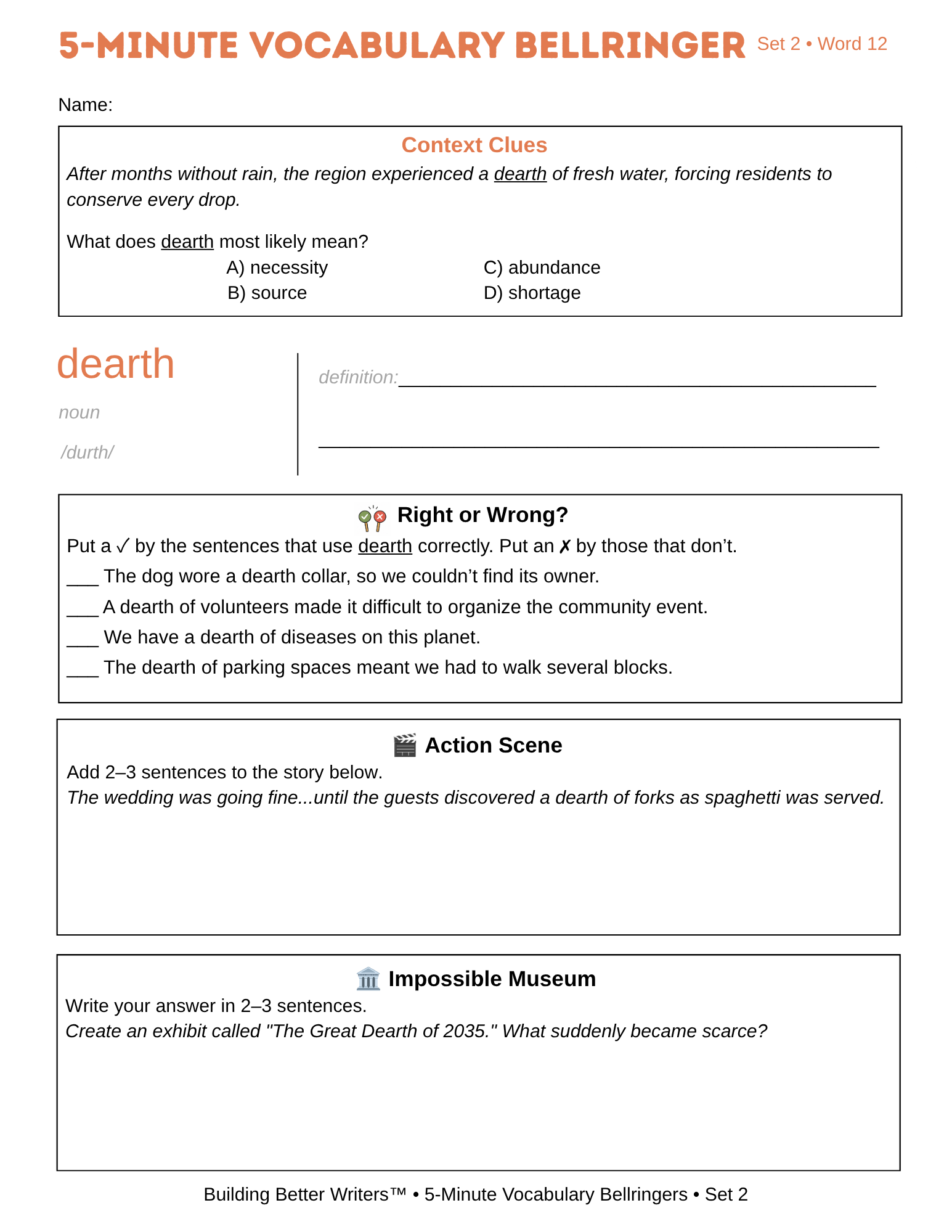 5-Minute Vocabulary Bellringers SET 2 | Middle & High School