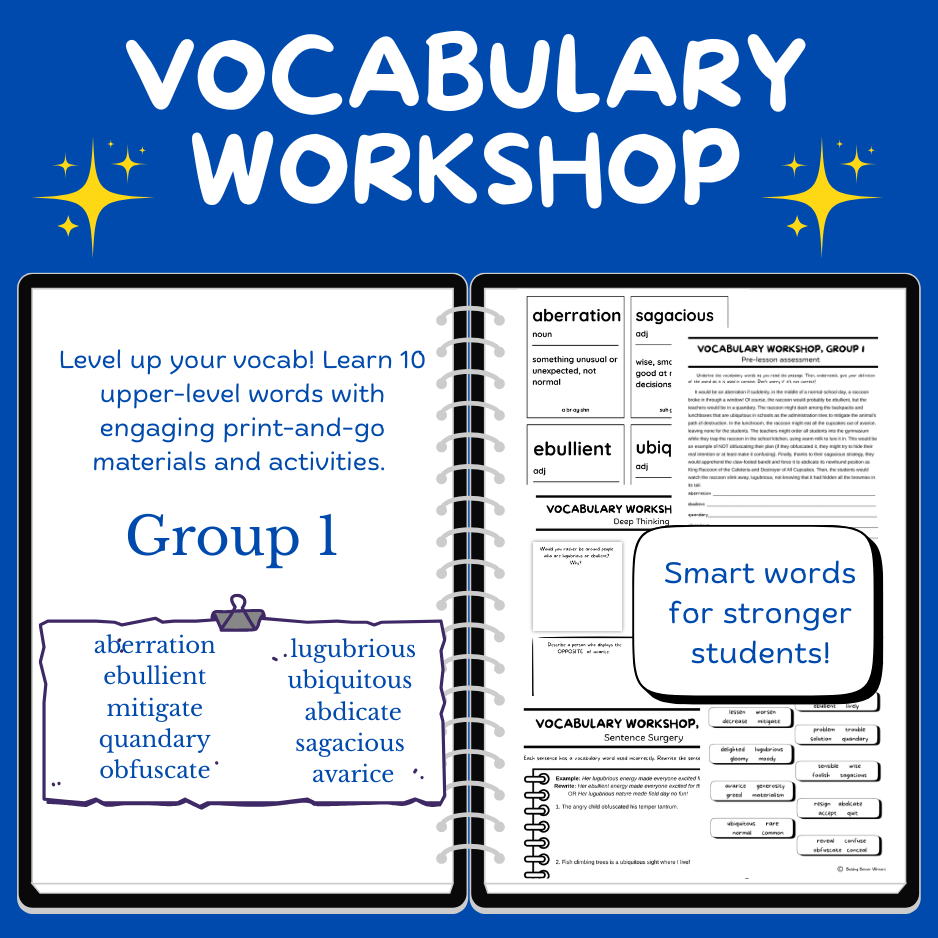 Advanced Vocabulary Unit / Upper-Level Word Study & Activities / Group 1