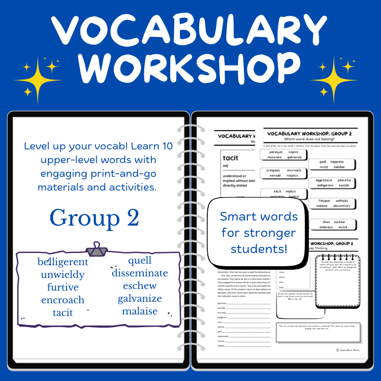 Advanced Vocabulary Unit / Upper-Level Word Study & Activities / Group 2